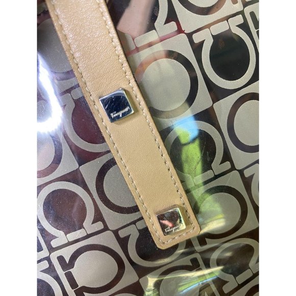 (Sold) Ferragamo PVC Plastic Logo Beach Tote Bag - Picture 3 of 12